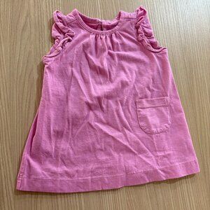 Primary Light Pink Dress 0-3 Months Short Ruffle Sleeve Pockets Cotton Solid
